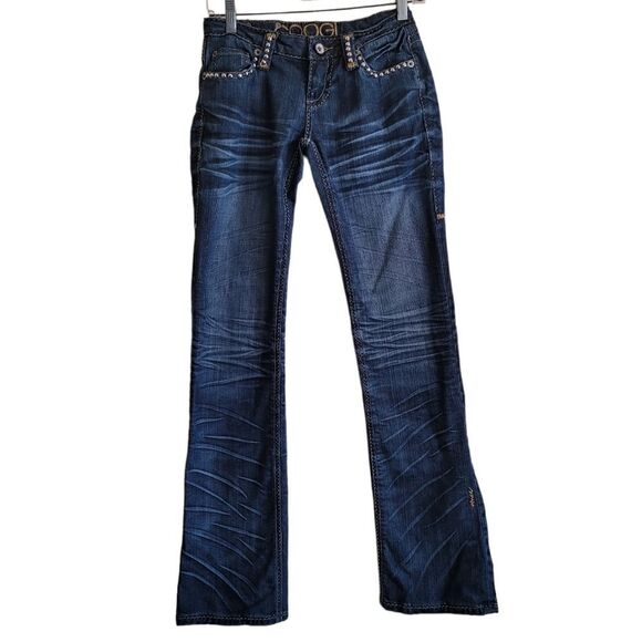 COOGI Blue Women's  Bootcut Jeans with Studded Details Sz 1/2 - Picture 1 of 7